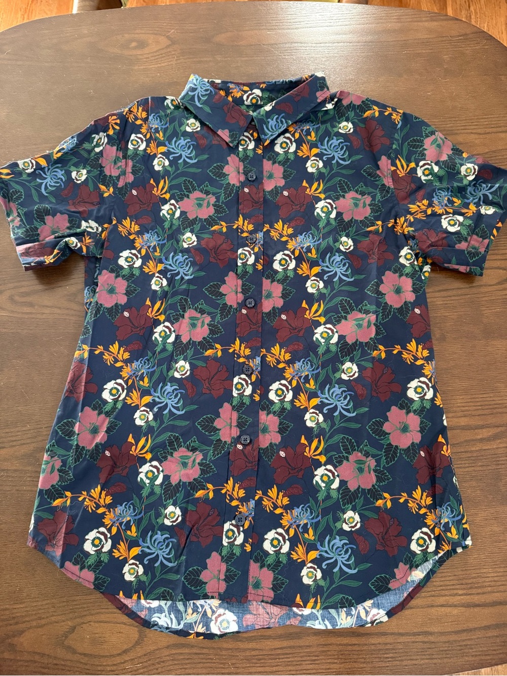 Wildfang Navy Floral Short-Sleeve Button-Down Shirt